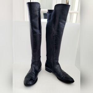 Vintage 90s Tall 100% Leather Low Heel Equestrian Riding Style Boots  Italy 10